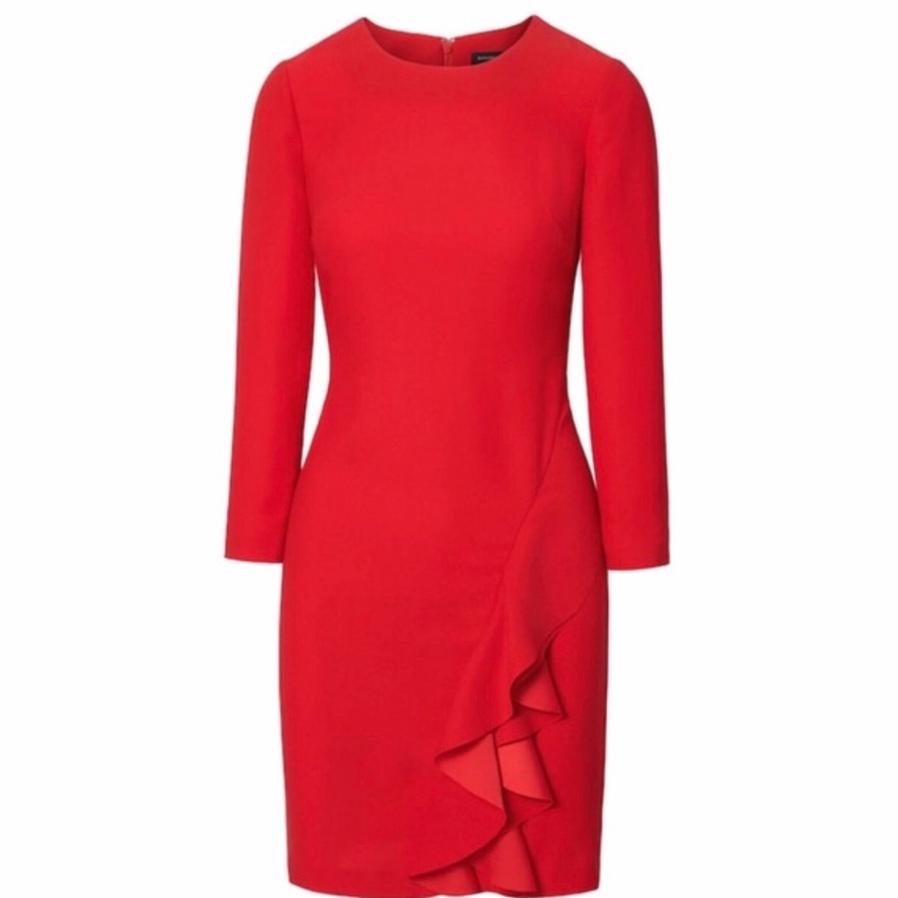 Banana Republic Red Shift dress with ruffle Size 2